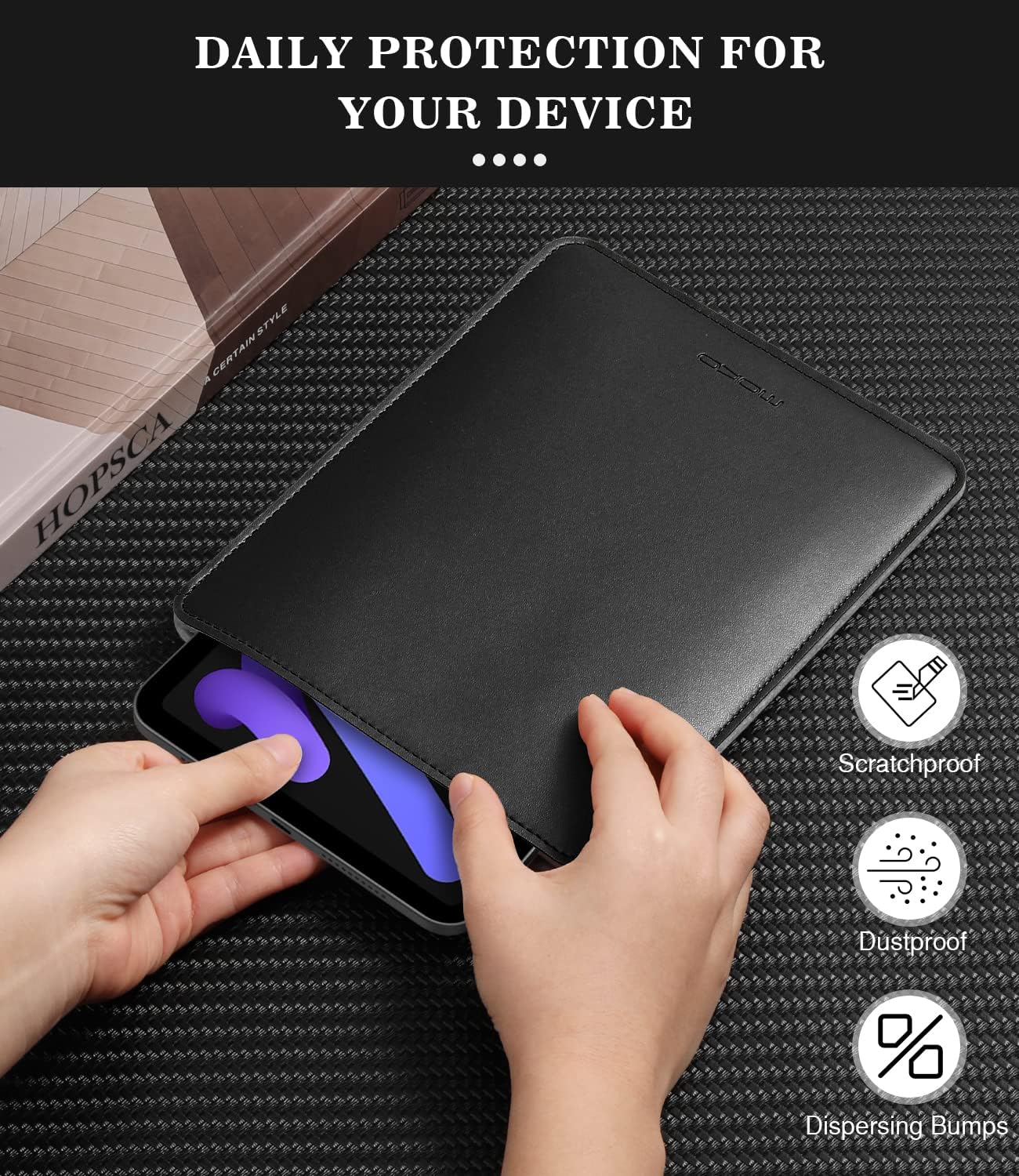 MoKo 9-11 Inch Tablet Sleeve, PU Leather Briefcase Slim Stylish Case Fits New 11-inch iPad Air M4 2026/iPad Pro M5, Air 5/4th 10.9, 10th Gen 10.9, 9/8. Gen 10.2, Tab S8/S9 11, Midnight Green