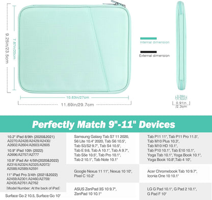 MoKo 9-11 Inch Tablet Sleeve Case, Fits New 11inch iPad Air M4/Pro M5, iPad A16 11", i-Pad 10/9/8/7th/Air 5/4th 10.9"/10.2", Tab S9/S8 11", Protective Bag Carrying Case with Pocket, Dark Gray