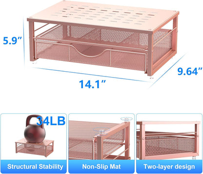 gianotter Computer Monitor Stand Riser, office organizer with Drawer, Office Organizers Storage for Classroom Office Supplies (Wood)