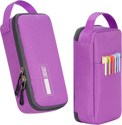 ECHSRT Big Pencil Case, Aesthetic Portable Zipper Pencil Bag with Hidden Pocket, Special Pouch for Men Women Adults, Stationery Organizer Pen Cases for Office Travel,Black