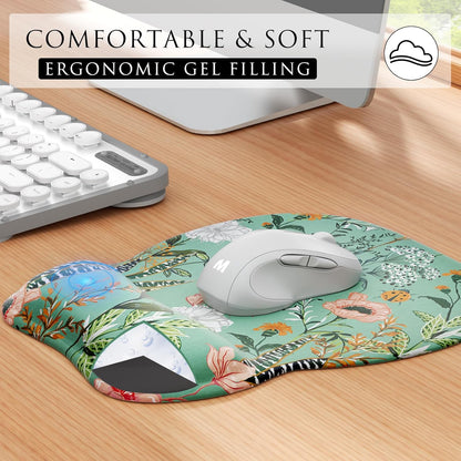 MROCO Ergonomic Mouse Pad with Gel Wrist Rest, Smooth Wrist Support Surface, Non-Slip PU Base for Pain Relief, Comfortable Mousepad for Computer, Laptop, Office & Home, 9.4 x 8.1 in, Black