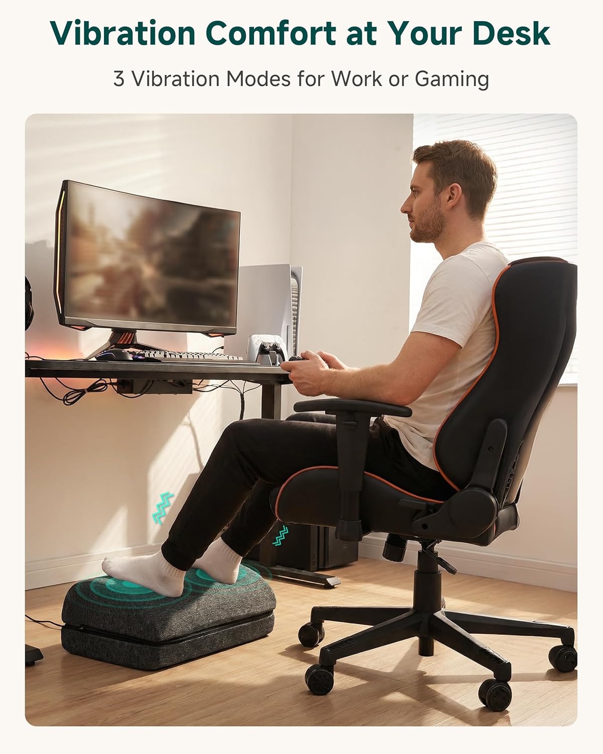Snailax Heated Foot Rest Under Desk at Work, FSA Eligble Desk Foot Stool with Heat & Vibration Massage, Adjustable Height, 2 Heat Levels Foot Warmer Feet Heater for Office Chair, Gaming Home Use