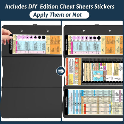 Clipboard Foldable Without Edition Cheat Sheets Aluminum 3 Layers Foldable Clipboards Pocket Size Profile Clip Clipboards Notepad for Students, Nurses,Contractor Trucker Driver
