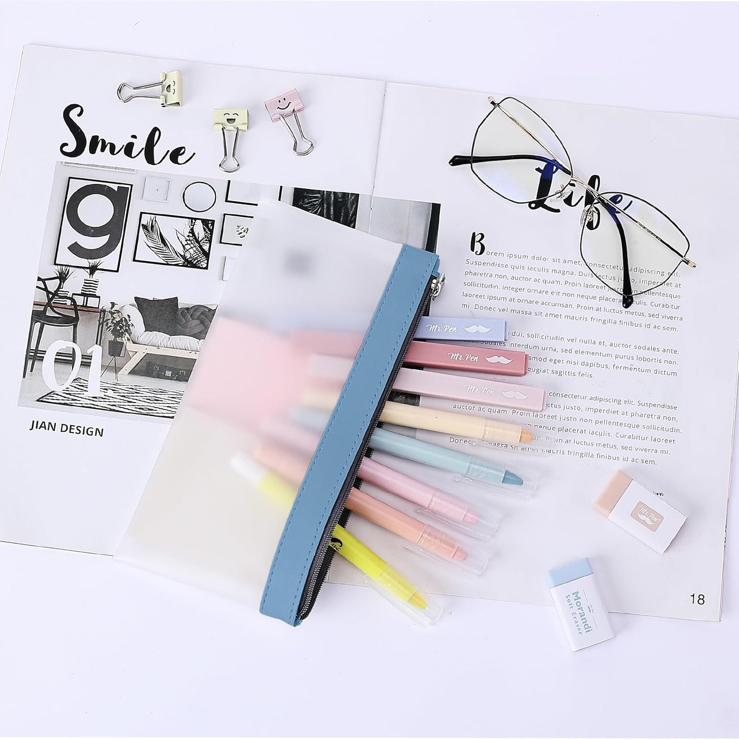 Mr. Pen- Clear Pencil Pouch, 8.50"x4.25", 3 Pack, Durable TPU Material, Medium Water-Resistant Pencil Bags with Smooth Zipper, Multipurpose Clear Pouch for Stationery, School, Office, Travel Supplies