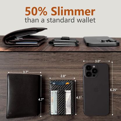 miyozi Airtag Wallet for Men- with Money Clip Gift Boxed, Magnetic Closure Slim Genuine Leather Front Pocket Wallet, 4.1"x 2.8", RFID Blocking