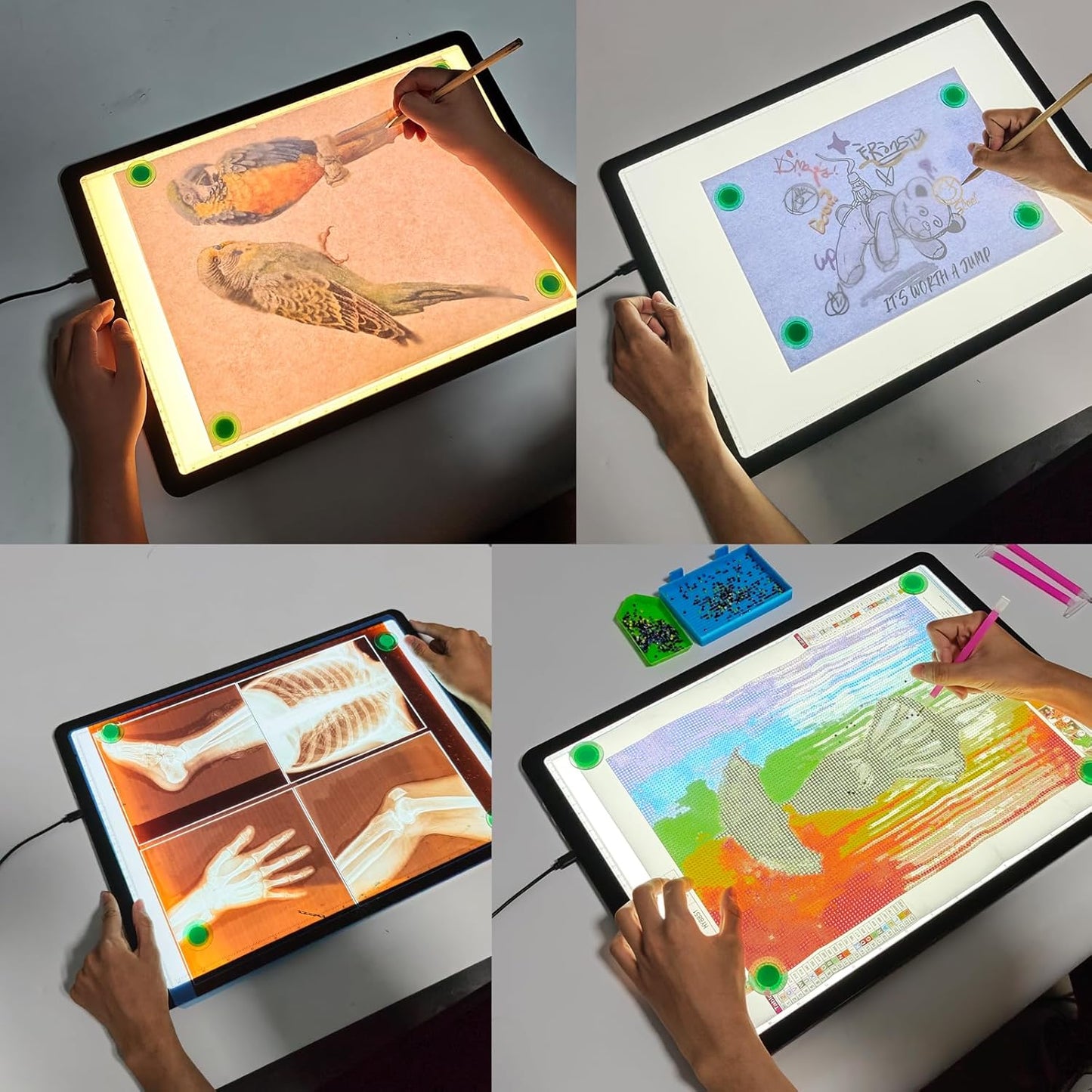 Elice Magnetic A4 Light Board for Diamond Painting, Ultra-Thin Tracing LED Light Box with Side Buttons, Super Bright Diamond Art Light Pad, Light Table for Drawing, Sketching, Weeding Vinyl - Black