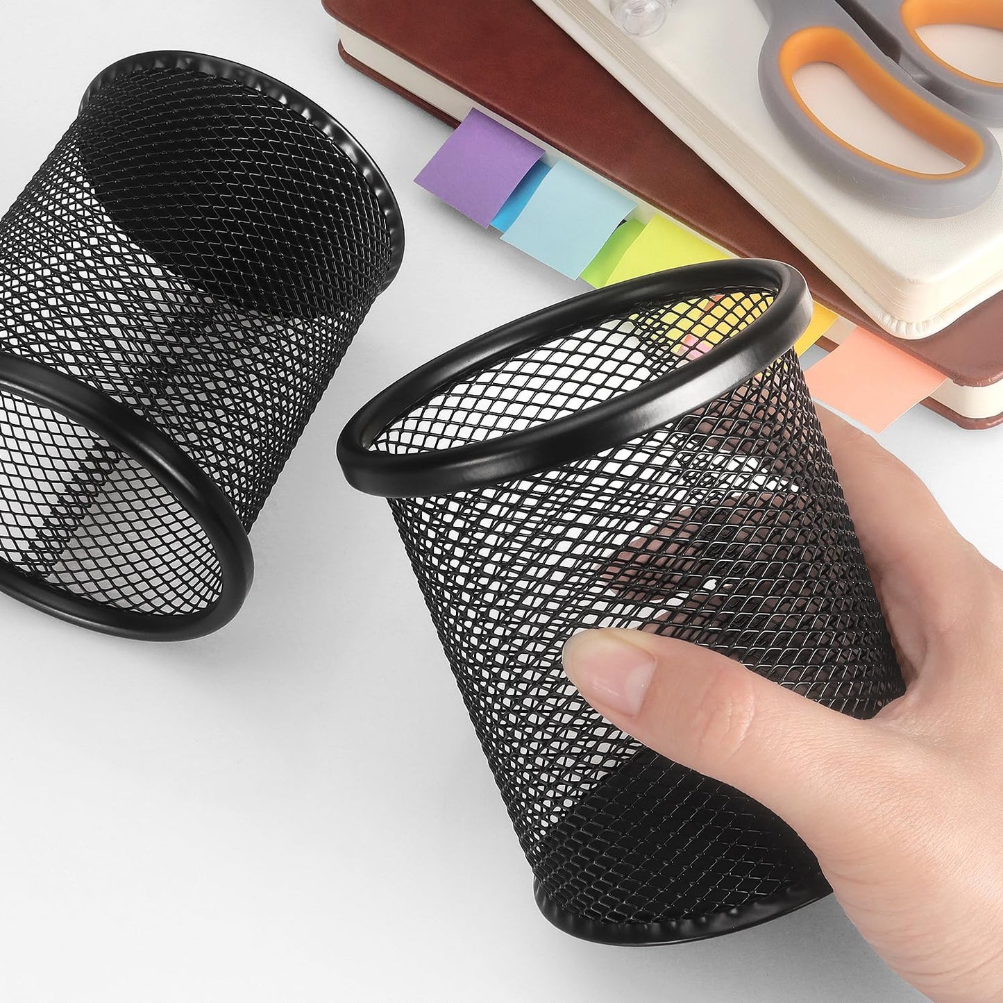 Tamaki Pen Holder Cup for Desk, Desk Organizer Wire Mesh Pencil Cup Holder for Desk Office Pen Organizer (Purple)