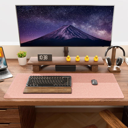 Auhoahsil Felt Desk Mat, Minimalist Large Mouse Pad XXL 35.5 x 15.7 in, Desk Matt for Desktop, Keyboard, Laptop, Computer, Office, Work from Home, Gaming, White