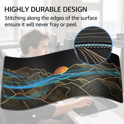 KTRIO Large Gaming Mouse Pad Desk Mat, Superior Micro-Weave Cloth for Precise Mouse Control, Non-Slip Rubber Base, Stitched Edges, Water-Resistant, for Gamer, Office & Home, 31.5" x 11.8" inches