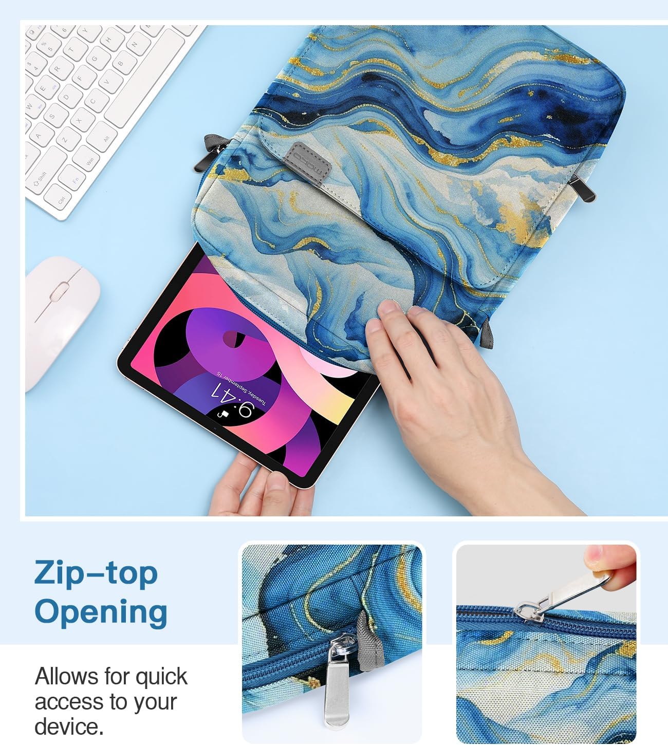 MoKo 13 Inch Tablet Sleeve Bag, Fits with 13 Inch New iPad Pro M5 & Air M4/M3, iPad Pro 12.9 M2&M1,Surface Laptop Go 12.4,Galaxy Tab S8+/S9+ 12.4,Handle Carrying Case with Shoulder Strap,Black &Gray