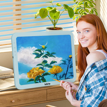 Mlife A4 Rechargeable Tracing Light Pad,Stepless dimming,Six Brightness Settings Up to 8860 Lumens,Cordless and Portable Drawing Light Board for Tracing,Weeding Vinyl,Sketching,Diamond Art(White)