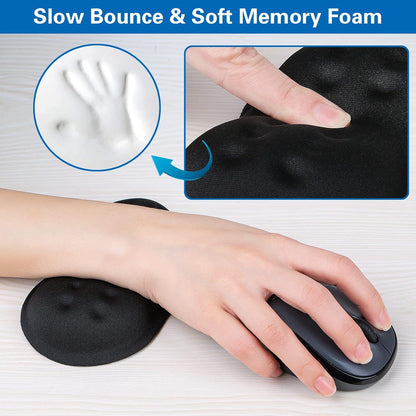 Mouse Wrist Rest, Canjoy 2 Pack Memory Foam Soft Fabric Mouse Wrist Rest Pad Support Cushion with Anti-Skid Rubber Base,Ergonomic Pain Relief Mouse Hand Rest (Black)