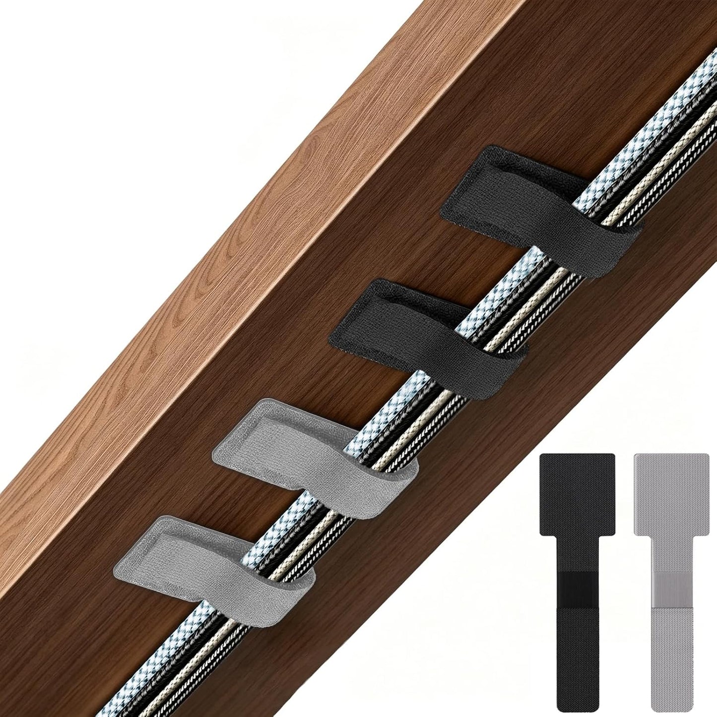 80Pcs Hook and Loop Cable Ties Under Desk Cable Management Adhesive Strips for Cord Hider Wire Organizer Computer Accessories for Desk Home Office Organization Essentials - 40 Black + 40 White