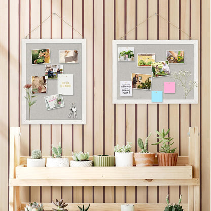 DOLLAR BOSS Bulletin Boards with Linen 1-Pack 16''X 12'' Double-Sided Cork Board for Walls Wood Framed Bulletin Boards, Small Pin Board for Home Kitchen Office Decorative Hanging 10 Pushpins