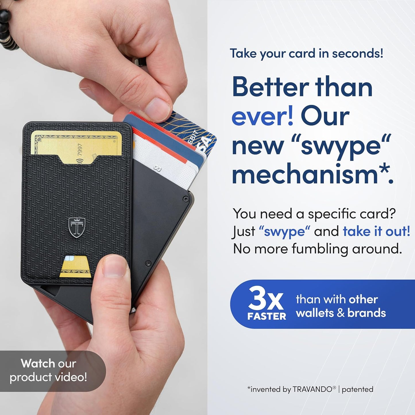 TRAVANDO Swype Slim Wallet for Men Metal RFID Blocking Mens Wallet Card Case (With AirTag* Pocket)
