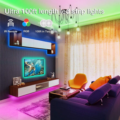DAYBETTER Led Strip Lights 32.8ft Kit with Remote and Power Supply Color Changing