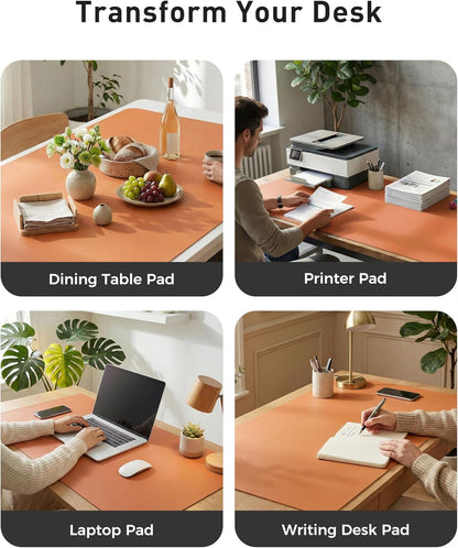 Aothia Non-Slip Waterproof PU Leather Desk Pad Protector for Mouse, Writing Desk, Office, Home, Laptop Blotter, 23.6" x 13.7", Black - Colors A
