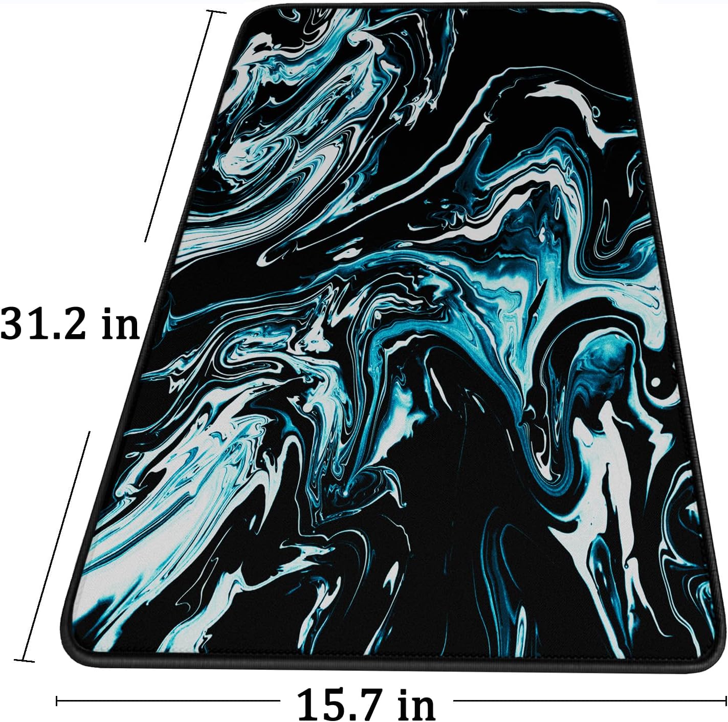 Large Extended Gaming Mouse Pad with Stitched Edges, (31.5X15.7In) Durable Non-Slip Natural Rubber Base, Waterproof Computer Keyboard Pad Mat for Esports Pros/Gamer/Desktop/Office/Home-Black