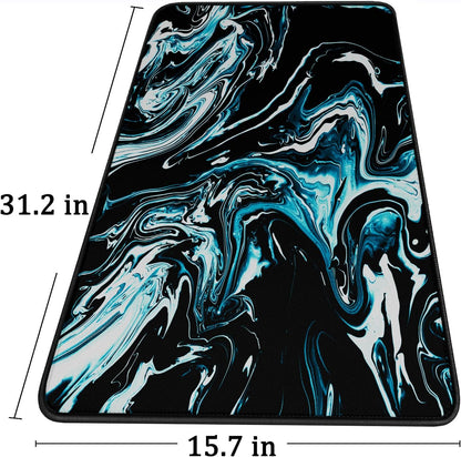 Large Extended Gaming Mouse Pad with Stitched Edges, (31.5X15.7In) Durable Non-Slip Natural Rubber Base, Waterproof Computer Keyboard Pad Mat for Esports Pros/Gamer/Desktop/Office/Home-Black