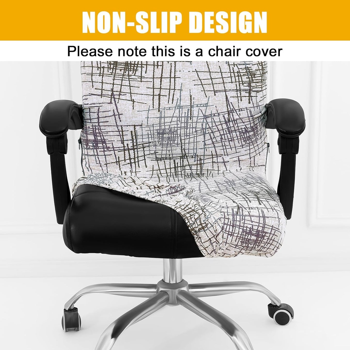 Smiry Stretch Printed Office Chair Armrest Covers, 2 Pcs Soft Fit Removable Washable Computer Desk Chair Arm Covers Protector, Black