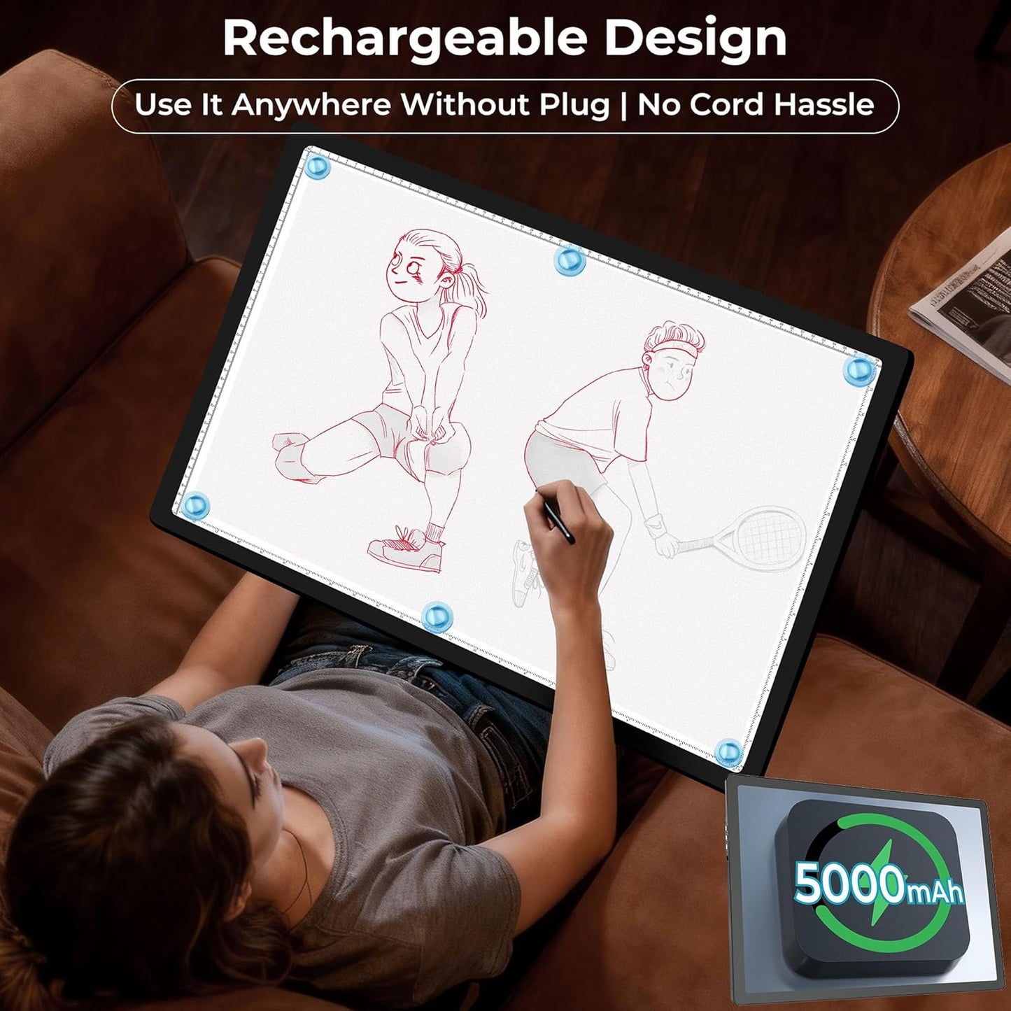Bylitodt Rechargeable A3 Light Pad, Diamond Art Light Board, 16.7x13.5 inch Lightbox for Tracing and Drawing with 3 Colors & 6 Brightness, Tracing Pad for Weeding Vinyl, Diamond Painting Accessories