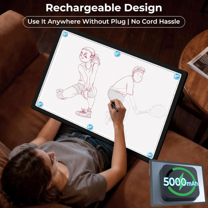 Bylitodt Rechargeable A3 Light Pad, Diamond Art Light Board, 16.7x13.5 inch Lightbox for Tracing and Drawing with 3 Colors & 6 Brightness, Tracing Pad for Weeding Vinyl, Diamond Painting Accessories