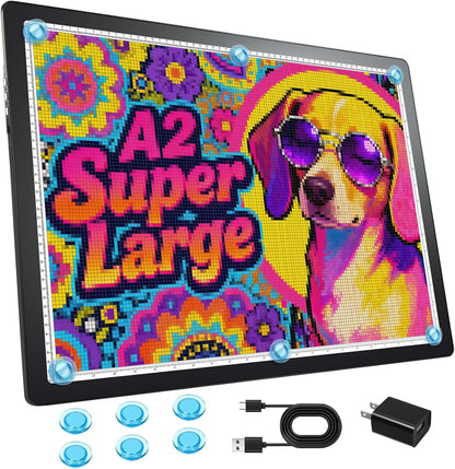 Bylitodt Rechargeable A3 Light Pad, Diamond Art Light Board, 16.7x13.5 inch Lightbox for Tracing and Drawing with 3 Colors & 6 Brightness, Tracing Pad for Weeding Vinyl, Diamond Painting Accessories