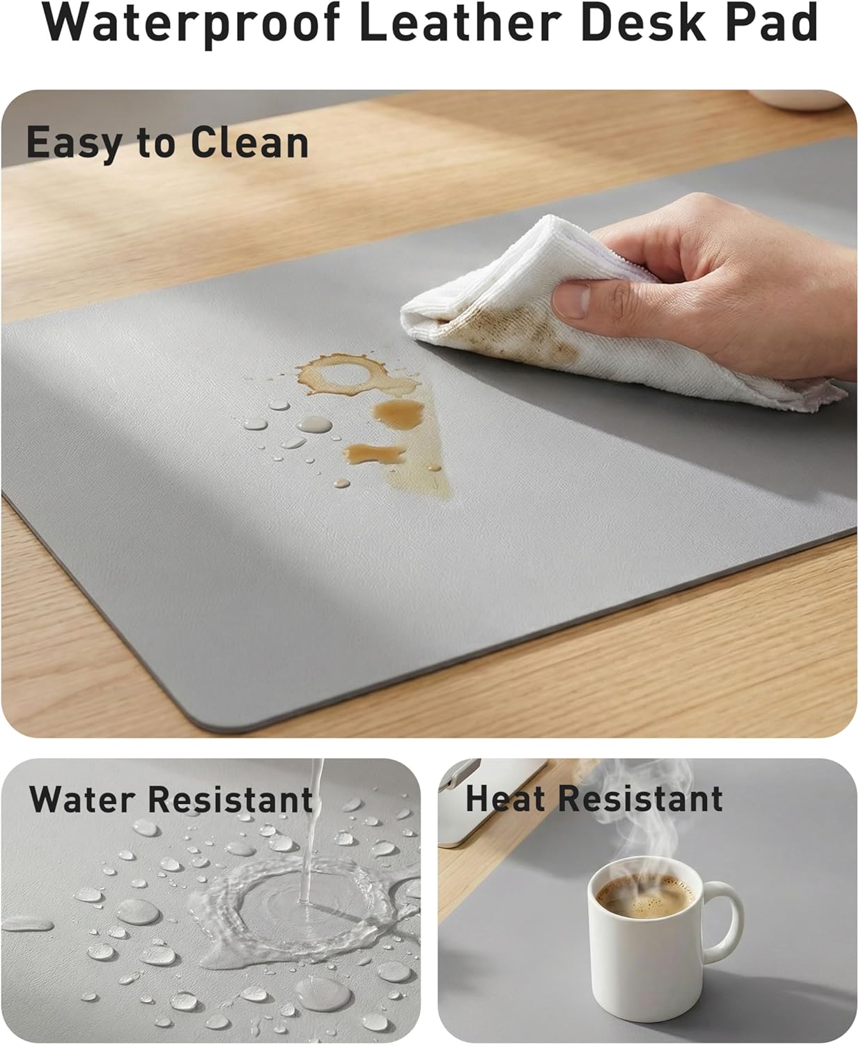 Aothia Leather Desk Pad Protector, Mouse Pad, Office Desk Mat, Non-Slip PU Leather Desk Blotter, Laptop Desk Pad, Waterproof Desk Writing Pad for Office and Home (Brown,23.6" x 13.7") - Colors B