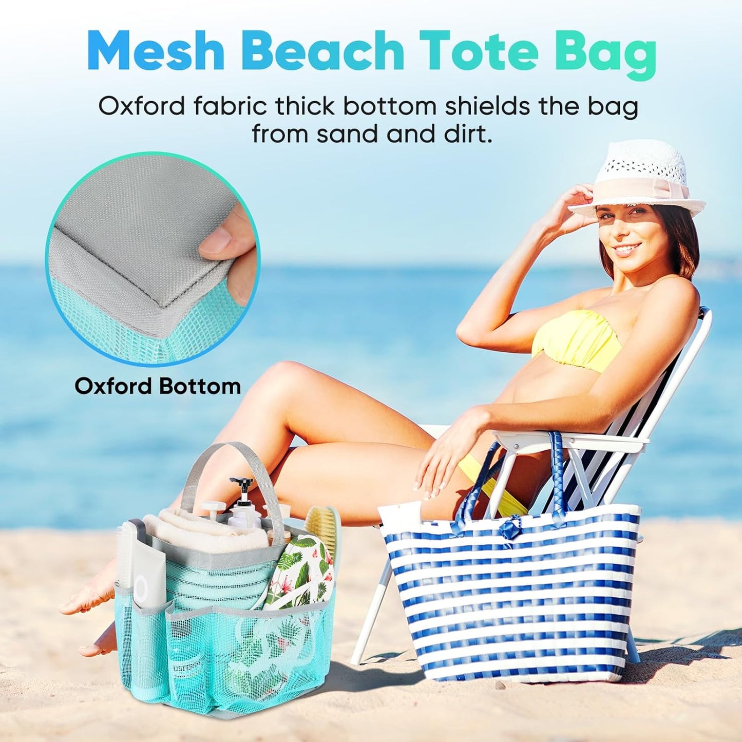 EUDELE Mesh Shower Caddy Portable for College Dorm Room Essentials, Shower Caddy Dorm with 8-Pocket Large Capacity for Beach, Swimming, Gym, Travel essentials