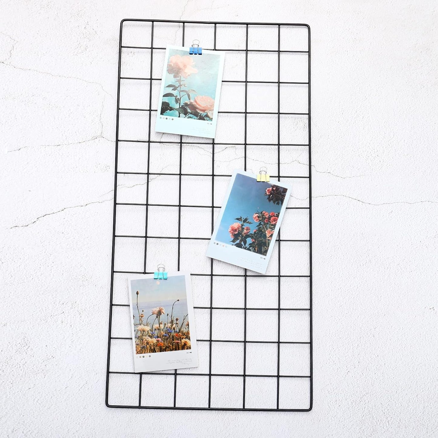 PATIKIL 16"x12" Wire Grid Panel, 1 Pack Wall Grid Decorative Panels Board Photo Pictures Display Decor Hanging Organizer for Home Office, Black