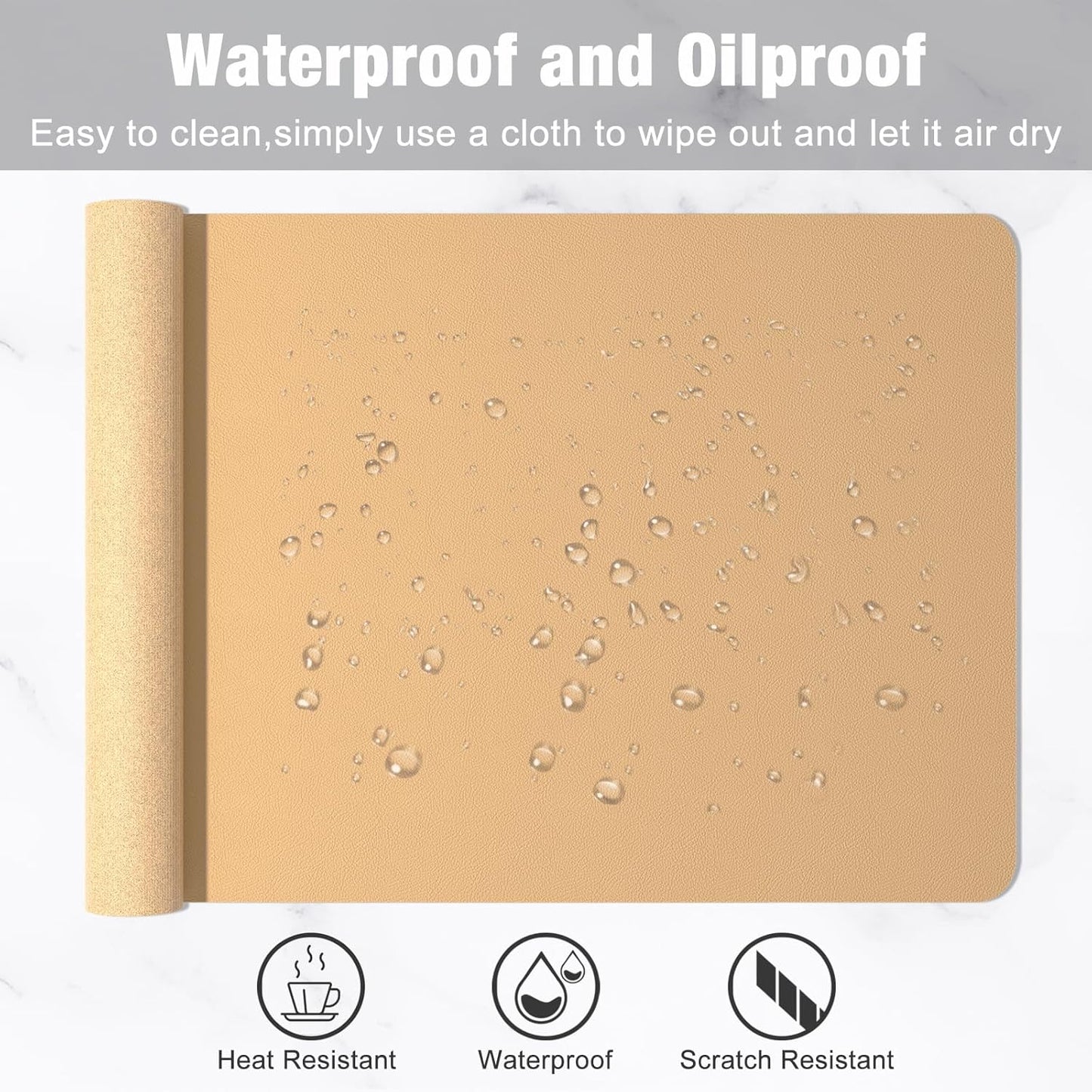 Hsurbtra Desk Pad, 23.6" x 13.8" PU Leather Desk Mat, M Extended Mouse Pad, Waterproof Desktop Blotter Protector, Non-Slip Ultra Thin Small Laptop Keyboard Writing Mat for Office Home, Pink