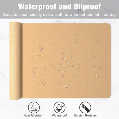Hsurbtra Desk Pad, 23.6" x 13.8" PU Leather Desk Mat, M Extended Mouse Pad, Waterproof Desktop Blotter Protector, Non-Slip Ultra Thin Small Laptop Keyboard Writing Mat for Office Home, Pink