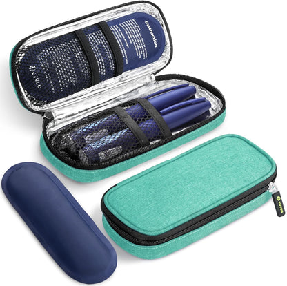 AUVON Insulin Cooler Travel Case with 2 x 90g TSA Approved Ice Packs, Diabetic Medication Insulated Cooling Bag for Insulin Pens and Diabetic Supplies Storage, Compact for Daily Life and Trips