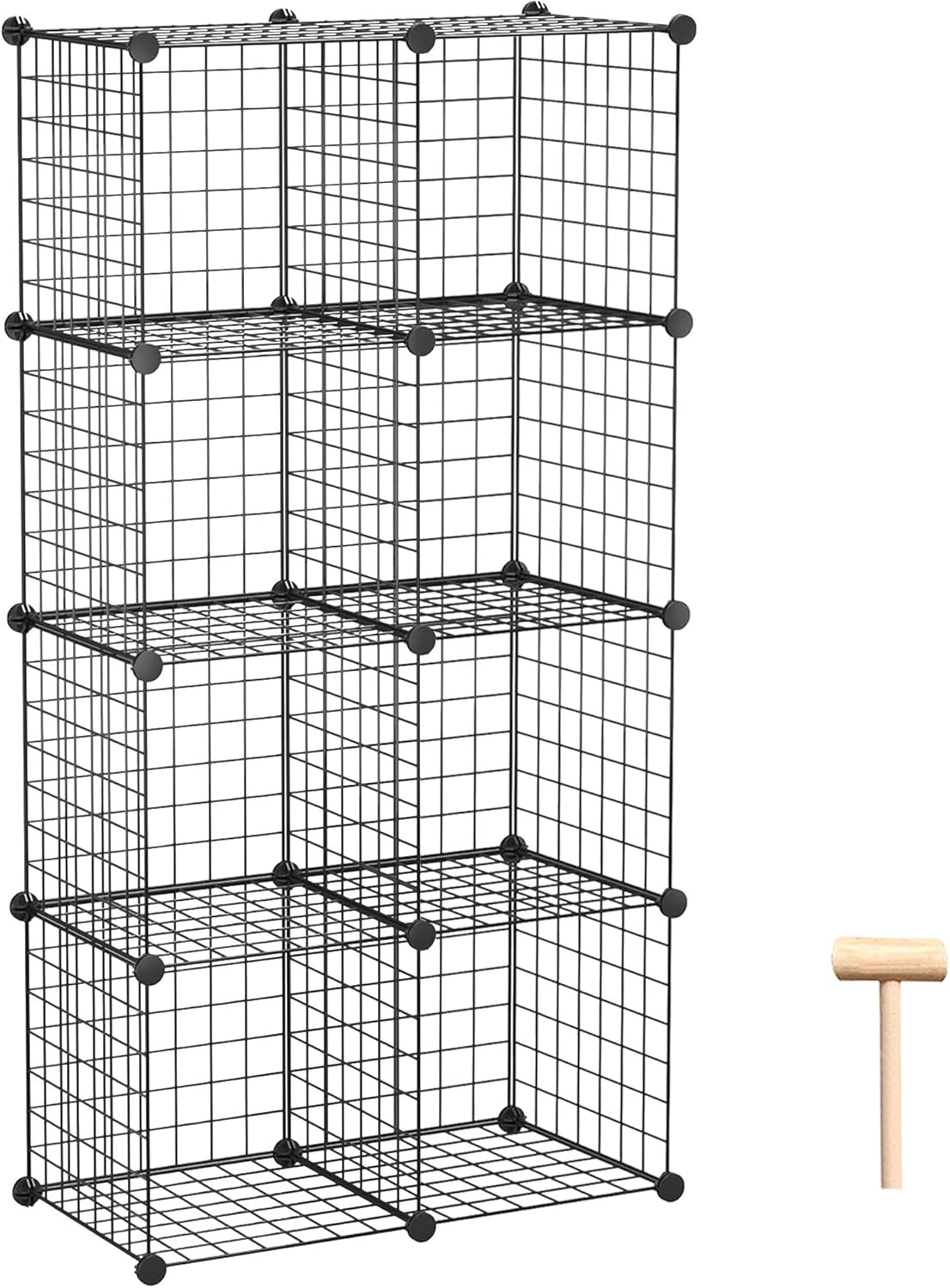 C&AHOME Wire Cube Storage, 6 - Cube Organizer Metal C Grids, Modular Shelves Units, Storage Bins Shelving, Closet Organizer, Ideal for Home, Office, Living Room, 36.6”L x 12.4”W x 36.6”H Black