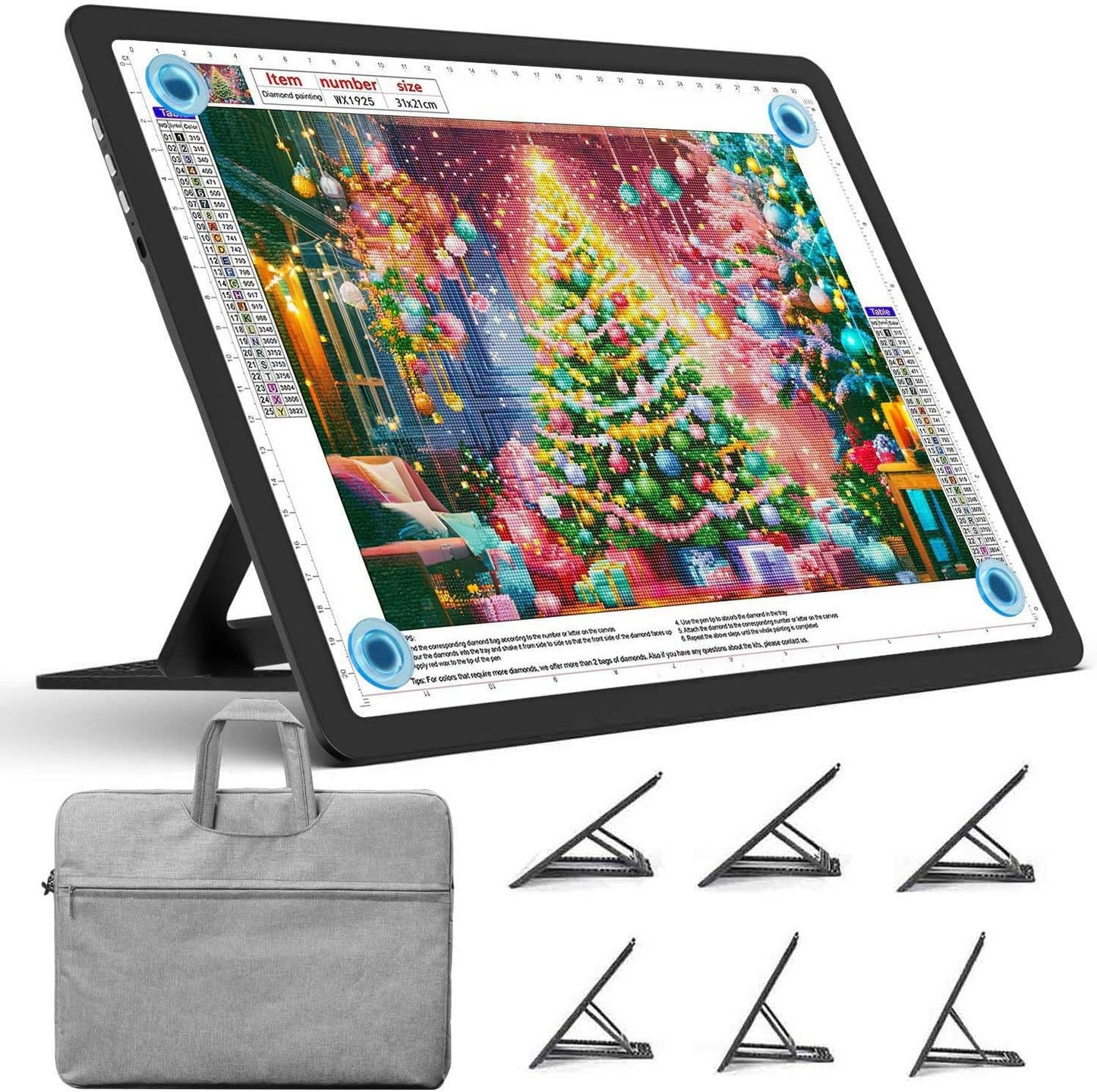Heanolier Rechargeable A4 Light Board with Stand, 7100Lux Super Bright Magnetic Light Pad with Side Buttons, Wireless Light Box for Tracing, LED Light Table for Diamond Painting,Sketching,Drawing
