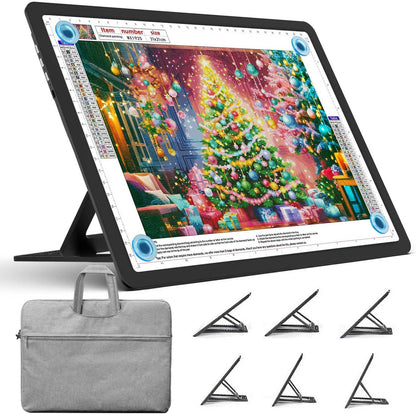 Heanolier Rechargeable A4 Light Board with Stand, 7100Lux Super Bright Magnetic Light Pad with Side Buttons, Wireless Light Box for Tracing, LED Light Table for Diamond Painting,Sketching,Drawing