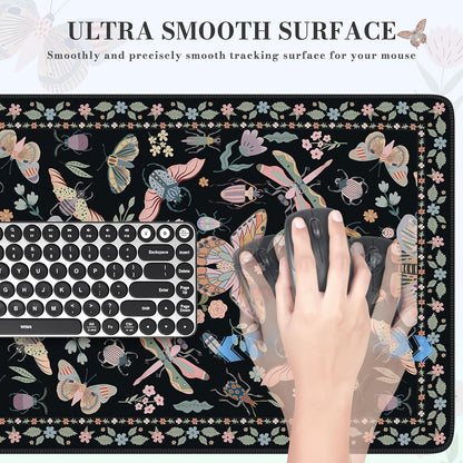 iCasso Desk Cover Mat, Office Mouse Pad, Desk Protector Mat, Extra Large Matt for Desktop,Anti-Slip XXL Big Mousepad with Stitched Edges for Computer Keyboard Retro Black - Colors B