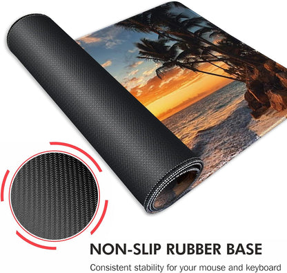 Galdas Mouse Pad For Gaming,Forest Background Pattern XXL XL Large Mouse Mat Long Extended MousePad Desk Mat Non-Slip Rubber Mice Pads Stitched Edges Thin (31.5 x 11.8 x 0.12 Inches) Tree