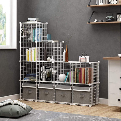 C&AHOME Wire Cube Storage, 12-Cube Storage Organizer Metal, C Grids Storage Bins Shelving, Modular Bookshelf Shelf, Closet Cabinet Ideal for Bedroom, Office 36.6”L x 12.4”W 48.4”H Black
