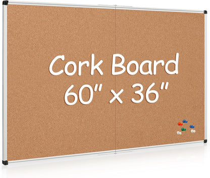 Bulletin Board 36 x 48, Silver Aluminium Framed 4x3 Large Wall Mounted Cork Office Notice Pin Board