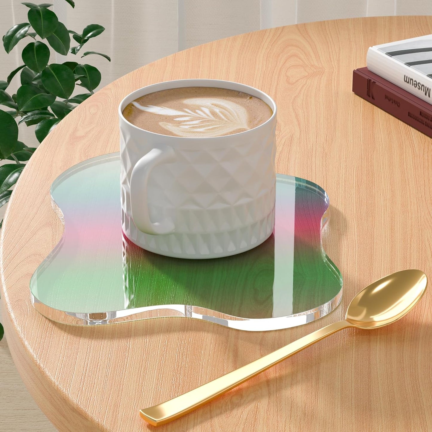 Acrylic Coaster Decorative Plates, Irregular Bar Drink Coaster, Clear Cloud Shape Coffee Cup Coaster, Perfect for Tabletop Protection and Accessories Display.(Gold)