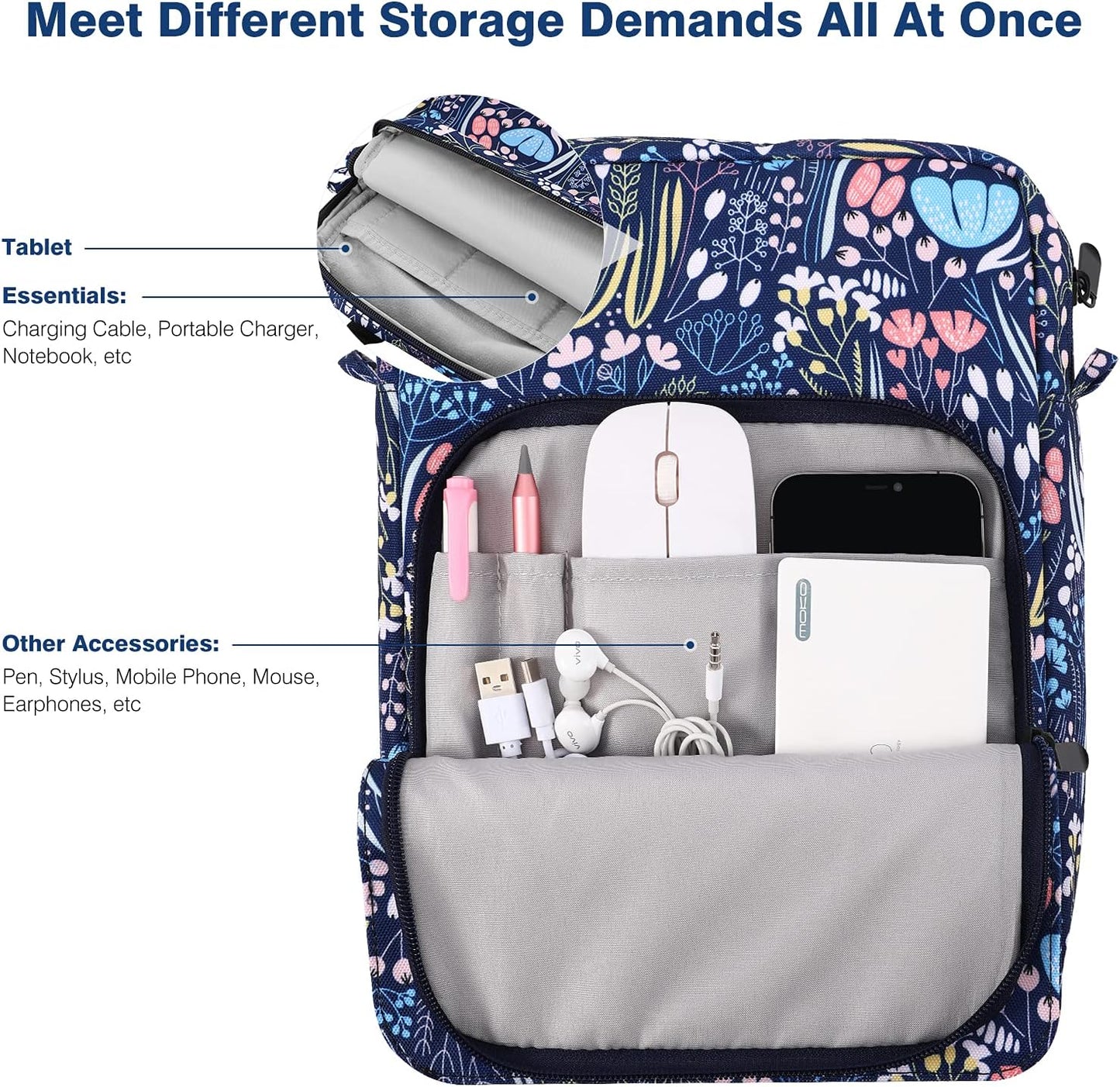 Dadanism 9-11 Inch Tablet Sleeve Bag Carrying Case with Shoulder Strap for iPad (A16) 11", iPad 10th Gen 10.9", iPad Air M4/Pro M5 11", iPad 9/8/7th 10.2", Galaxy Tab A11+ Plus 11", Cloudy Pink