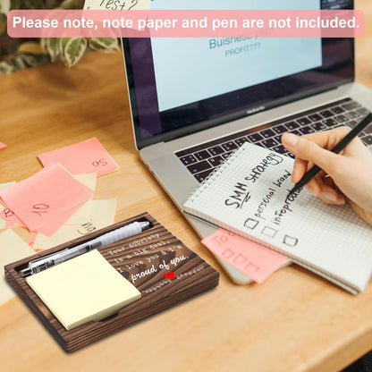 Inspirational Motivational Gifts, Encourage Gifts, Recovery Gifts, Little Reminders Sticky Note Holder, Post-it Note Dispenser for Desk, Wooden Post-it Note & Pen Holder 6.5" x 4.7" - FTA121