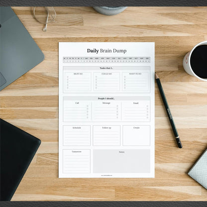 Templatables Brain Dump Notepad, To Do List Desk Pad, Productivity Planner, ADHD Daily Planner | 50 Undated Tear Away Sheets A4 (Colorful)