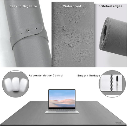 Cacoy 36" x 20" Leather Desk Mat for Home Office, Extra Large PU Leather Desk Pad Blotters, Waterproof Computer Keyboard Mat, Extended Gaming Mouse Pad, Desk Protector for Desktop and PC Laptop, Black