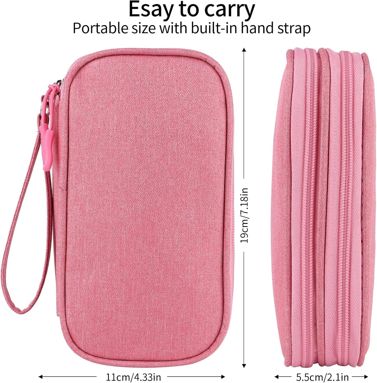 JIAKAI Travel Cable Organizer,Electronics Accessories Organizer Bag,for Charger, Phone, memory card,Travel Gadget Bag-Pink