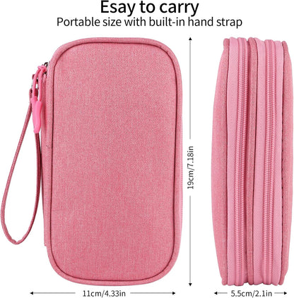 JIAKAI Travel Cable Organizer,Electronics Accessories Organizer Bag,for Charger, Phone, memory card,Travel Gadget Bag-Pink