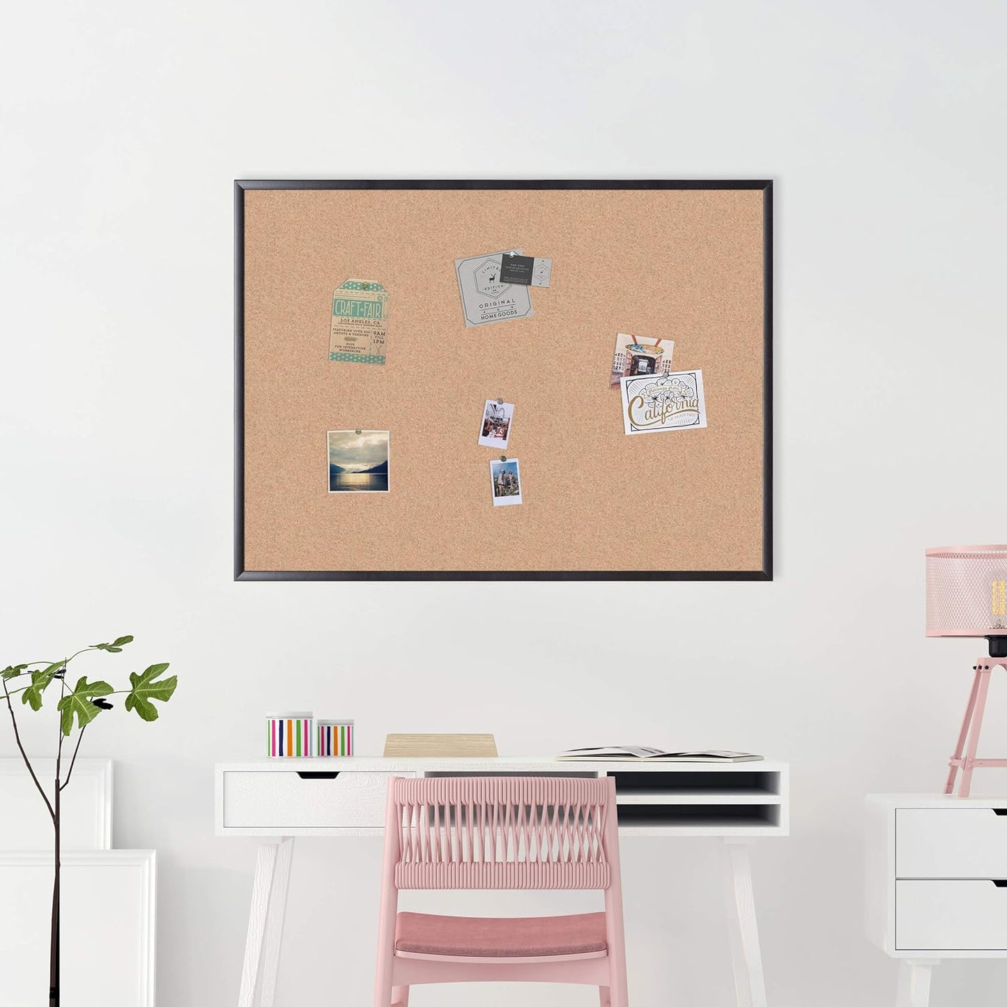 U Brands Cork Bulletin Board, 17" x 23", Black Wood Frame