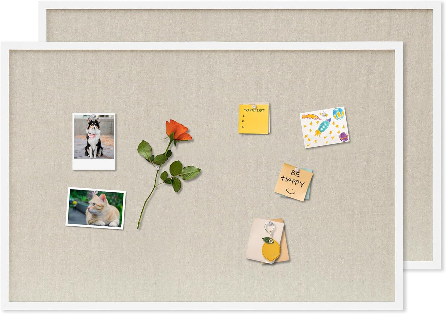 DAHAPYBOO Cork Board with Linen White,Bulletin Board 17"x12" Hanging Corkboards for Office Home School Message Board or Vision Board Decoration.