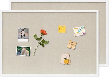 DAHAPYBOO Cork Board with Linen White,Bulletin Board 17"x12" Hanging Corkboards for Office Home School Message Board or Vision Board Decoration.